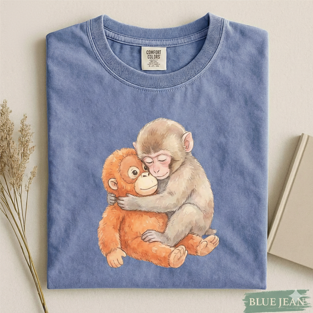 Monkey Punch Comfort Colors Shirt – Baby Monkey Plush Graphic Tee | Cute Cozy