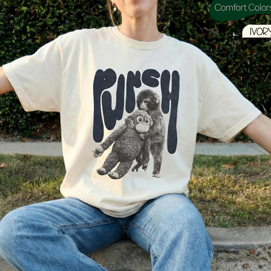 Monkey Punch Comfort Colors T-Shirt – Baby Monkey Holding Plush Toy Viral Graphic Tee