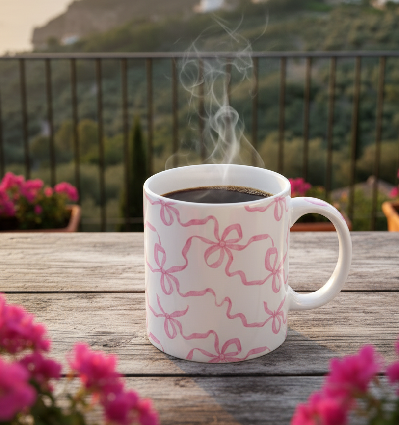 Coquette Pink Bow Mug – Cute Girly Coffee & Tea Gift for Valentine’s Day