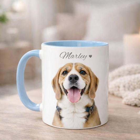 Custom Pet Photo & Name Mug – Personalized Dog or Cat Coffee Gift