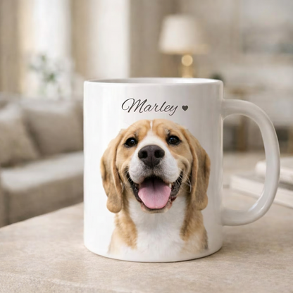 Custom Pet Photo & Name Mug – Personalized Dog or Cat Coffee Gift