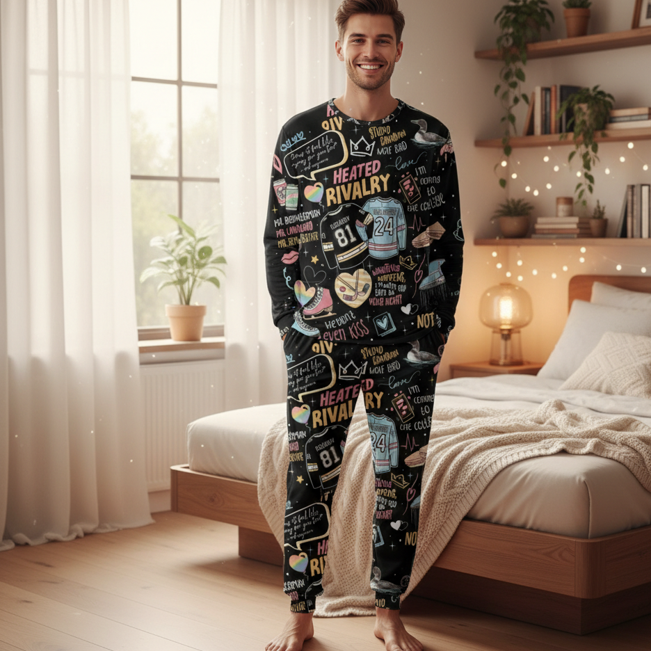 Enemies to Lovers Hockey Cotton Pajama Set – Romance Book & Movie Inspired Sleepwear