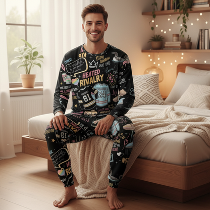 Enemies to Lovers Hockey Cotton Pajama Set – Romance Book & Movie Inspired Sleepwear