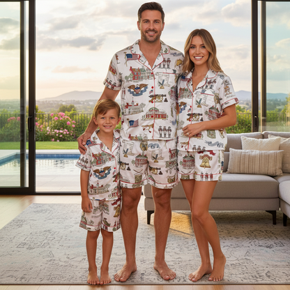 USA 250th Anniversary Women's Silky Satin Pajama Set – 1776-2026 Comfy Print Loungewear
