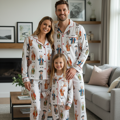 Founding Father USA 250th Anniversary Pajama Set – 1776-2026 Patriotic Silky Satin Family Sleepwear