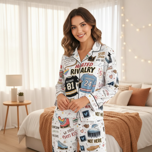 Enemies to Lovers Hockey Satin Pajamas – Romance Book & Movie Inspired Gift