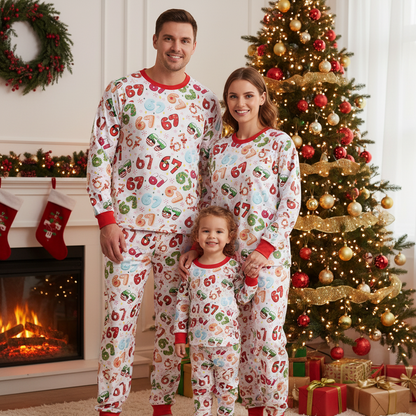 Funny 67 Meme Christmas Pajama Set – Viral Matching Sleepwear for Women & Kids