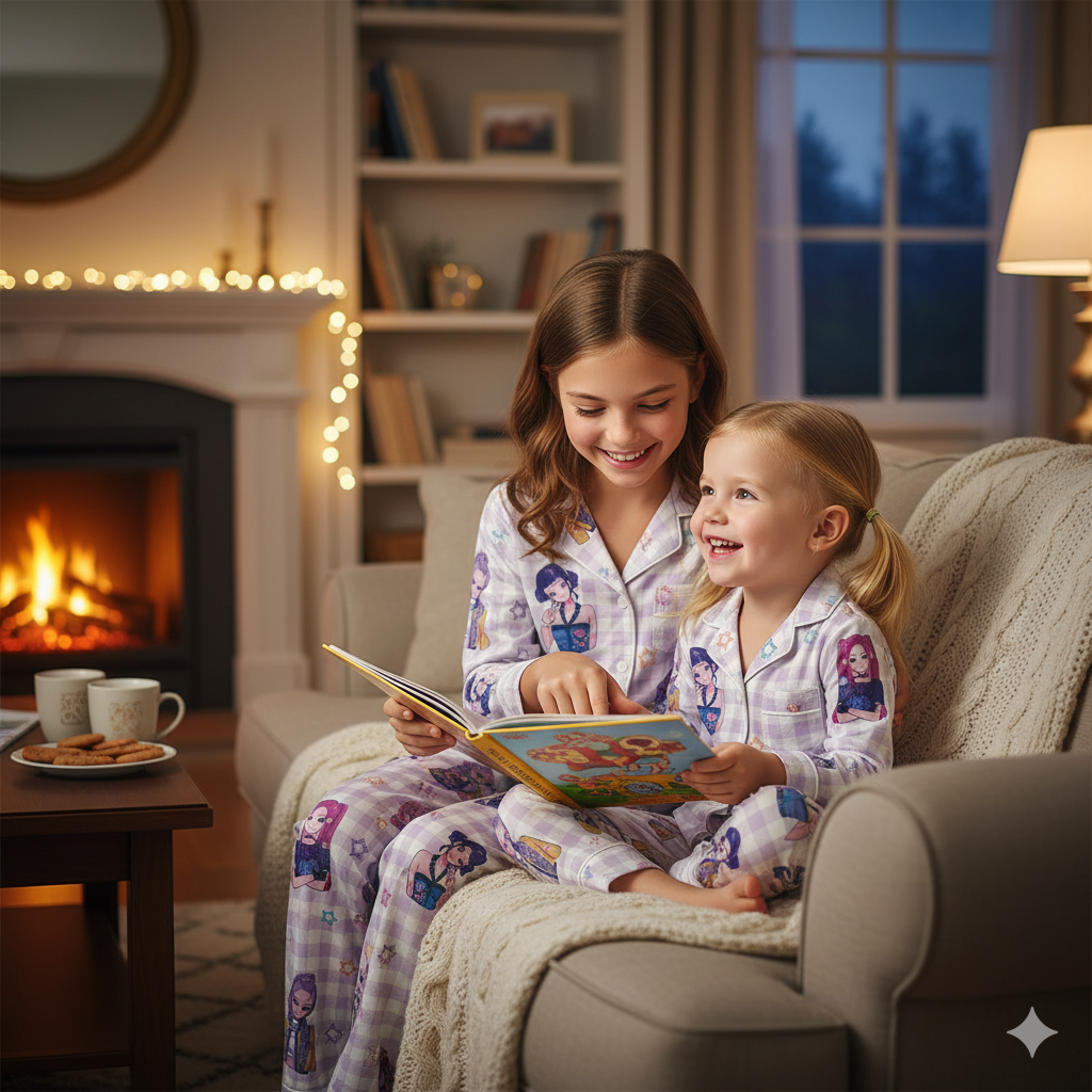 K Pop Demon Hunter Pajama Set Satin Sleepwear for Kids, Inspired by the Trending Animated Series
