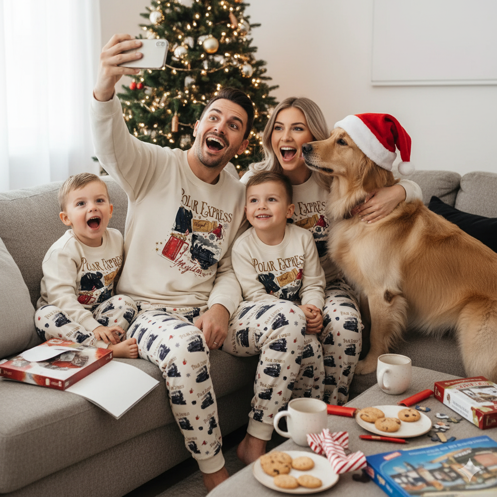 Polar Express Matching Family Pajama Set – Personalized Christmas Sleepwear for Kids & Adults