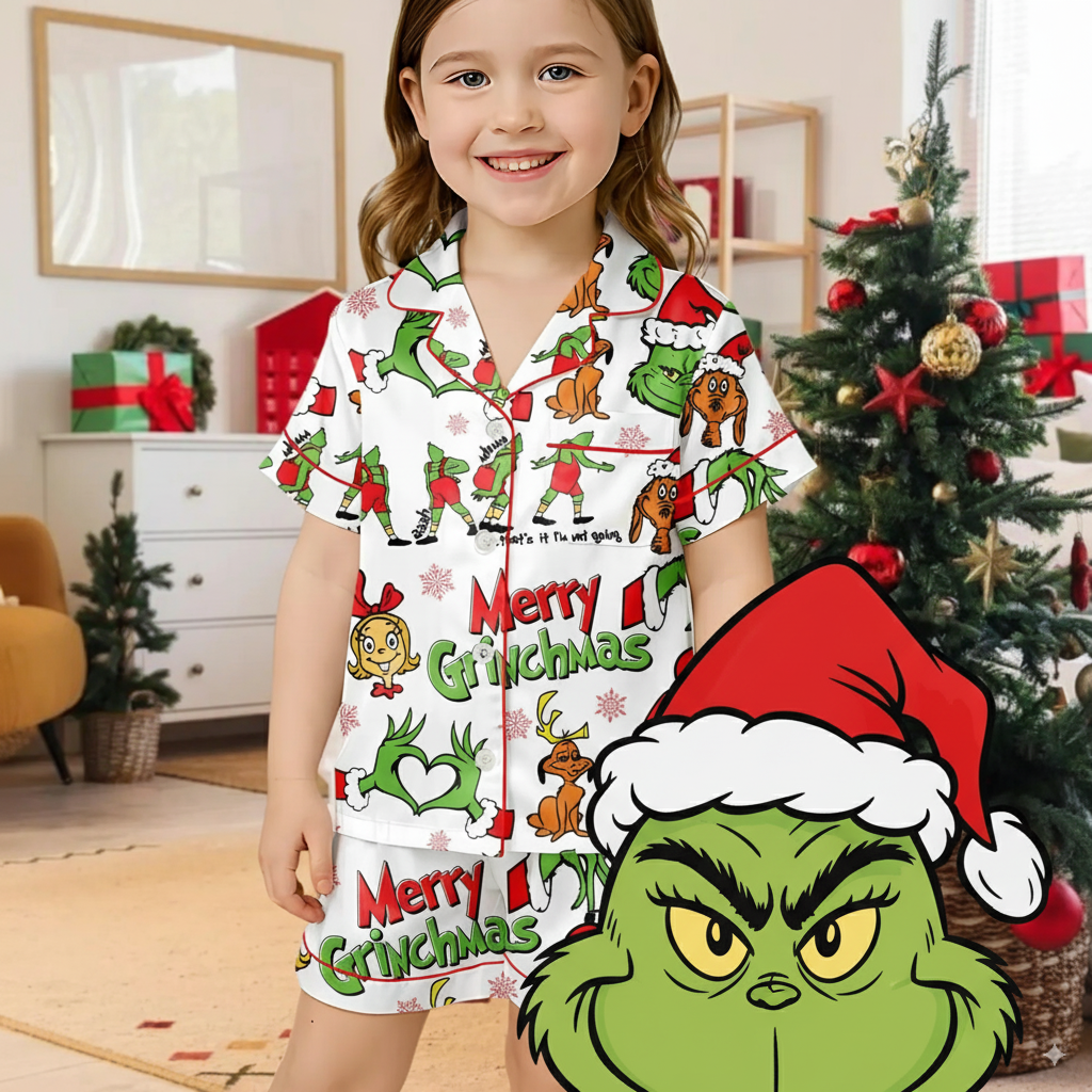 Funny Green Monster Christmas Pajama Set, Cozy Family Matching Holiday PJs, Cute Xmas Gift for Her