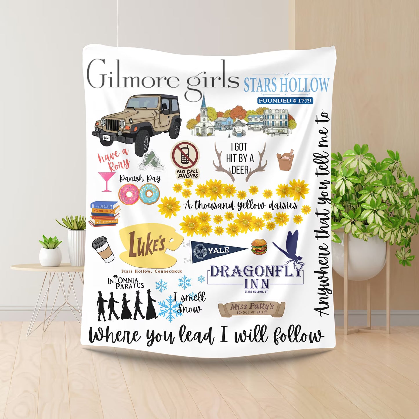 Cozy Small-Town Inspired Blanket – Super Soft Velveteen Plush Throw, Gift for Cozy TV Fans