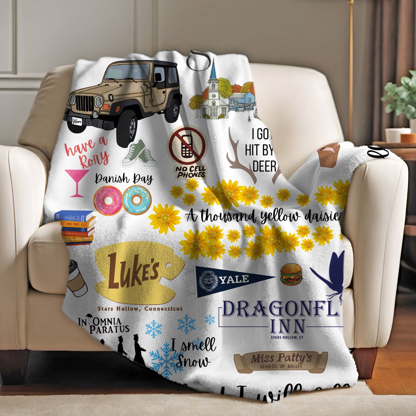 Cozy Small-Town Inspired Blanket – Super Soft Velveteen Plush Throw, Gift for Cozy TV Fans