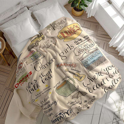 Cozy Small-Town Pattern Flannel Blanket – Warm Soft Throw for Home, Office, Travel & Camping