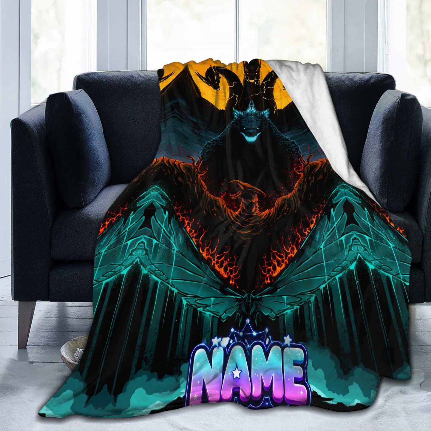 Custom Giant Three-Headed Beast Cinematic Blanket
