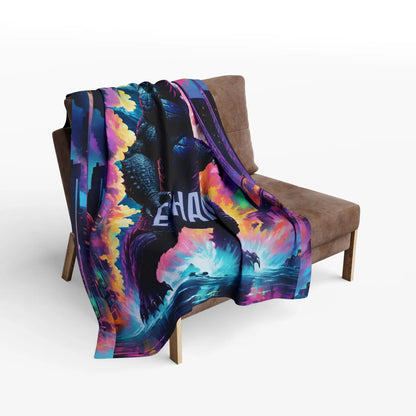 Custom Name Giant Neon Beast City Skyline Blanket