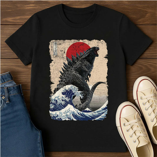 Kids Vintage Great Wave Kaiju Monster T-Shirt