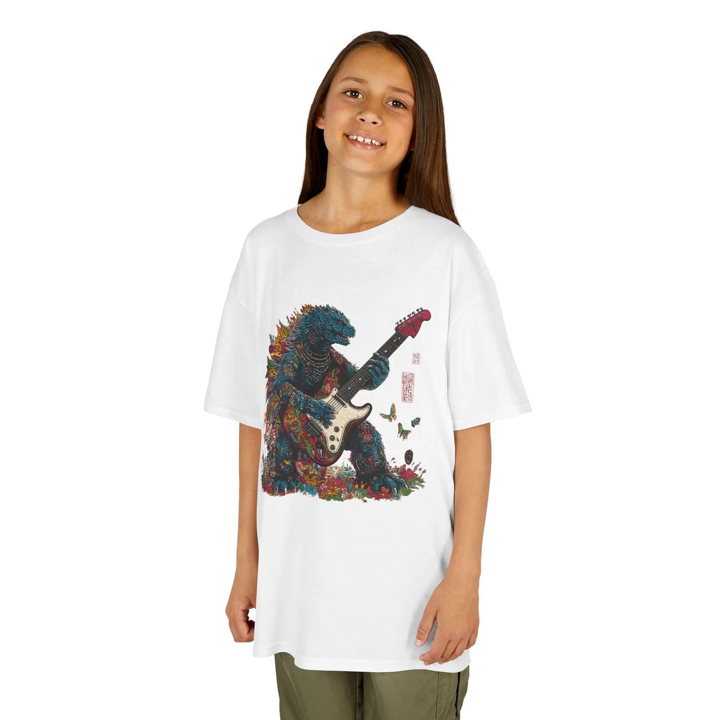 Kids Rock Star Kaiju Beast Acoustic Guitar T-Shirt