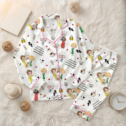 The Stay Golden Retro 80s TV Sitcom Satin Pajama Set – Long & Short Styles Luxury Sleepwear for Women