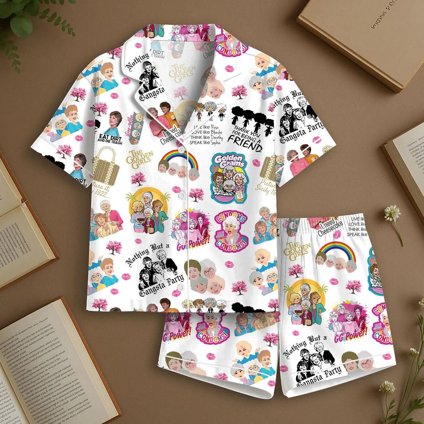 The Stay Golden Retro TV Sitcom Satin Pajama Set – Long & Short Styles Bridesmaid & Holiday Gift for Women