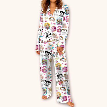The Stay Golden Retro TV Sitcom Satin Pajama Set – Long & Short Styles Bridesmaid & Holiday Gift for Women