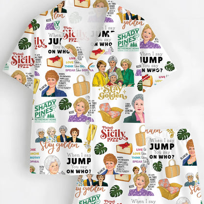 The Shady Pines Retro TV Sitcom Satin Pajama Set – Long & Short Styles Funny Gift for Mom and Grandma