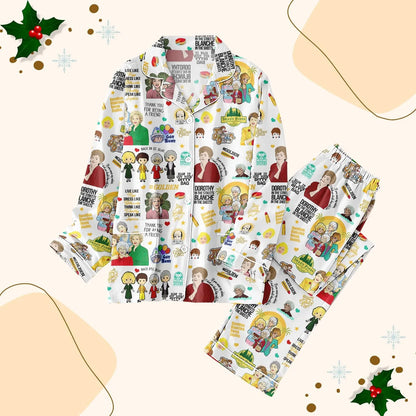 The Stay Golden Retro TV Sitcom Christmas Satin Pajama Set – Merry Holiday Long & Short Styles Family Gift