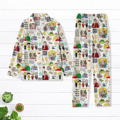 The Stay Golden Retro TV Sitcom Christmas Satin Pajama Set – Merry Holiday Long & Short Styles Family Gift