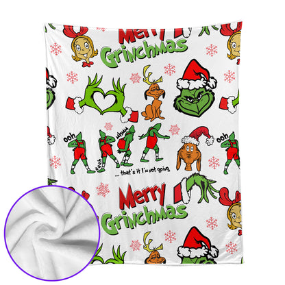Funny Green Christmas Character Blanket – Merry Holiday Cartoon Throw for Kids, Teens & Adults