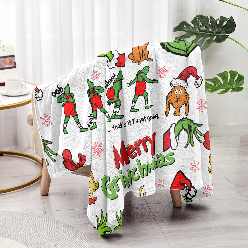Funny Green Christmas Character Blanket – Merry Holiday Cartoon Throw for Kids, Teens & Adults
