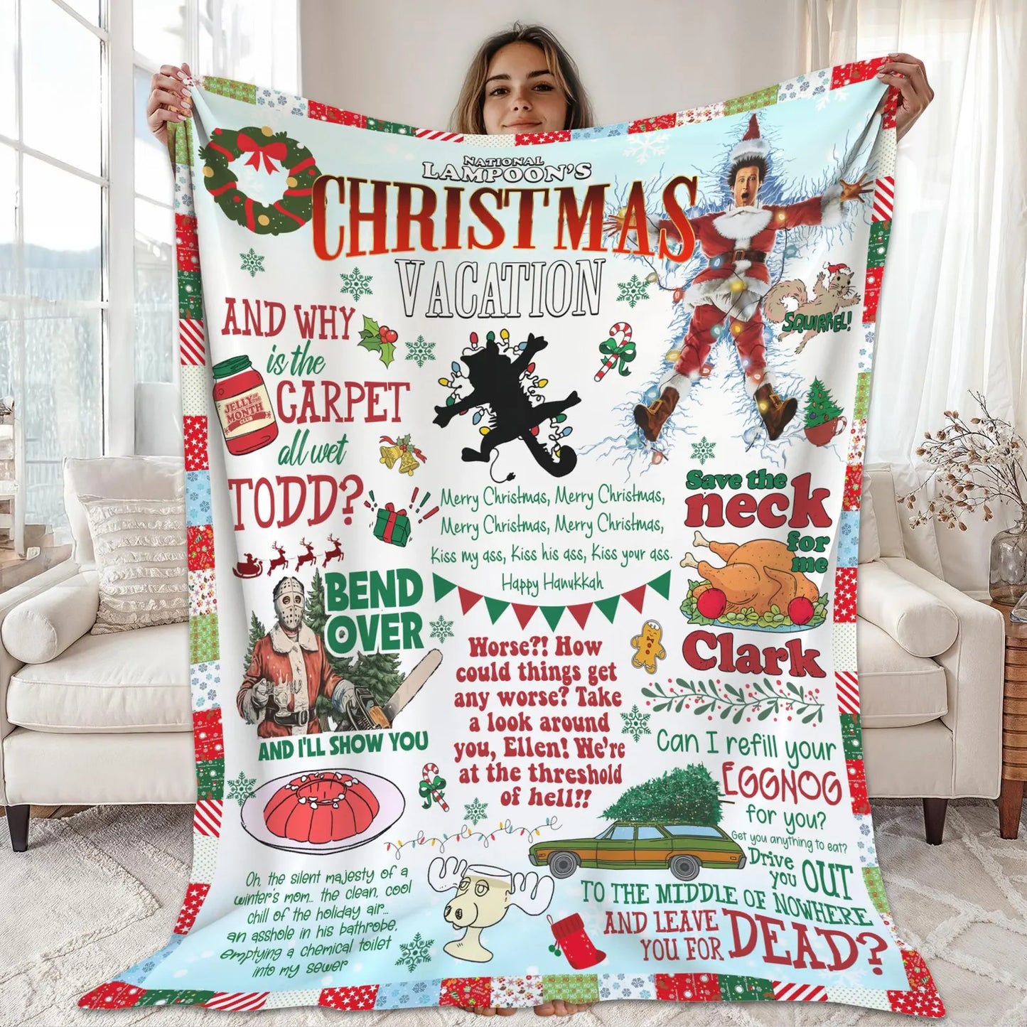 Funny Retro Family Christmas Blanket – Cozy Holiday Throw for Bed, Couch & Sofa