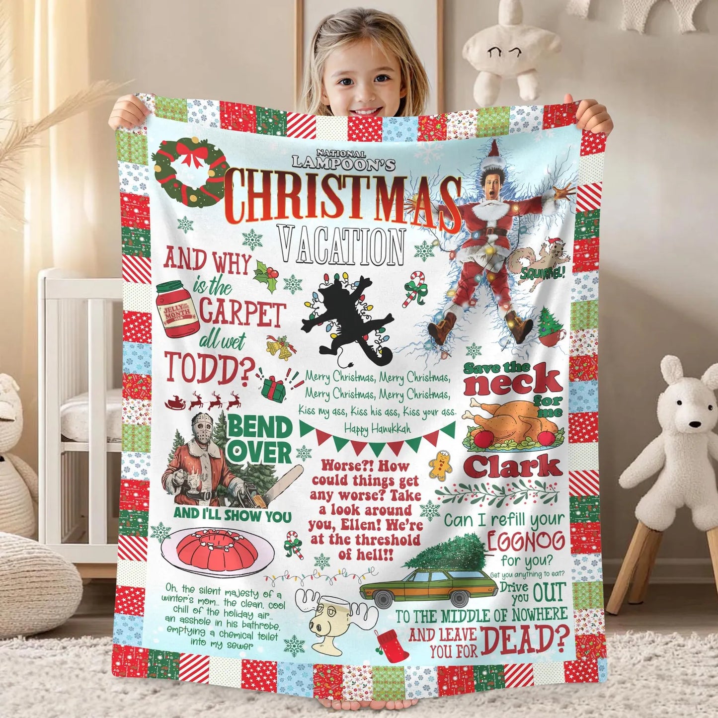 Funny Retro Family Christmas Blanket – Cozy Holiday Throw for Bed, Couch & Sofa
