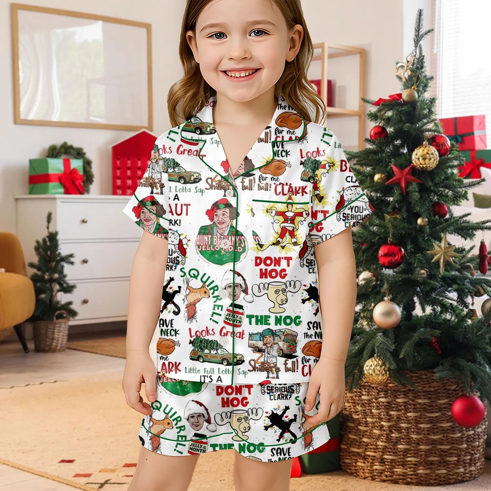 Vintage Christmas Tree Farm Pajama Set Satin Sleepwear for Family Cozy Holiday Nightwear Gift