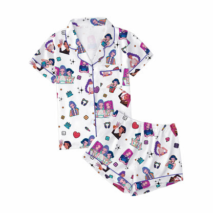 K-Pop Tiger Pajama Set, Satin Sleepwear for Kids & Women, Cozy Fantasy Nightwear Fan Gift
