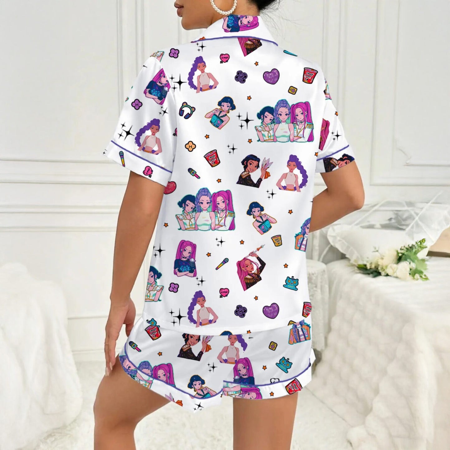 K-Pop Tiger Pajama Set, Satin Sleepwear for Kids & Women, Cozy Fantasy Nightwear Fan Gift