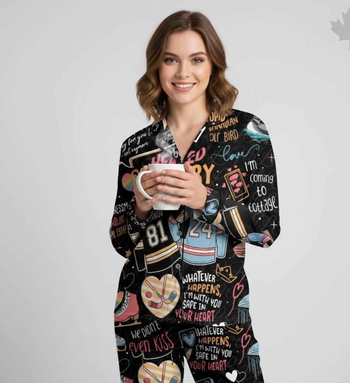 Hockey Rivals Satin Pajama Set – Enemies to Lovers Romance Inspired Sleepwear