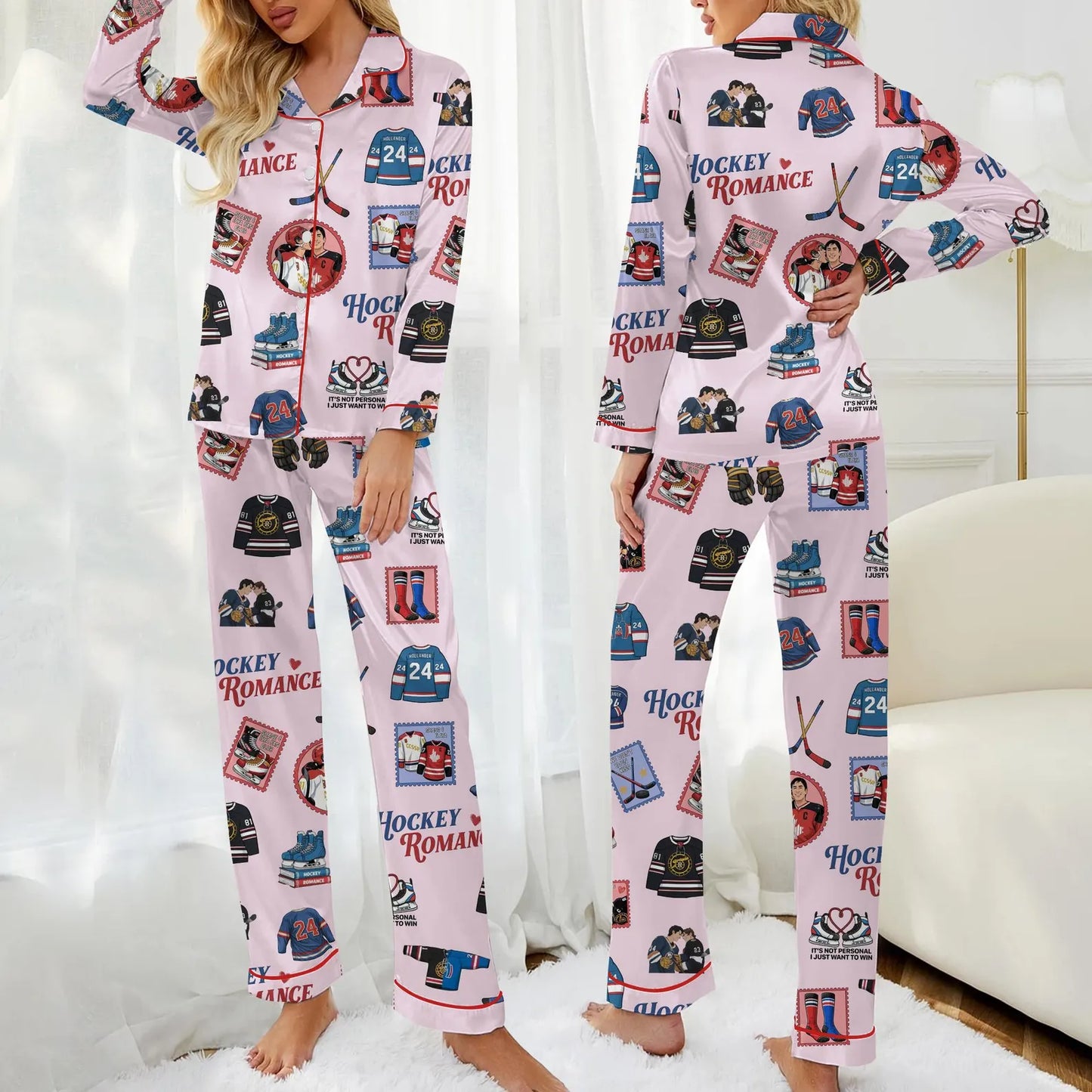 Hockey Rivals Romance Satin Pajama Set – Book & Movie Inspired Sleepwear