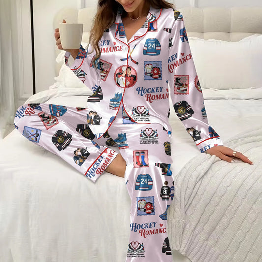 Hockey Rivals Romance Satin Pajama Set – Book & Movie Inspired Sleepwear