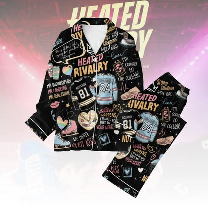 Hockey Rivals Satin Pajama Set – Enemies to Lovers Romance Inspired Sleepwear