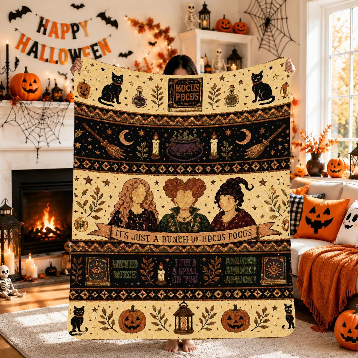 Vintage Spooky Sisters Blanket