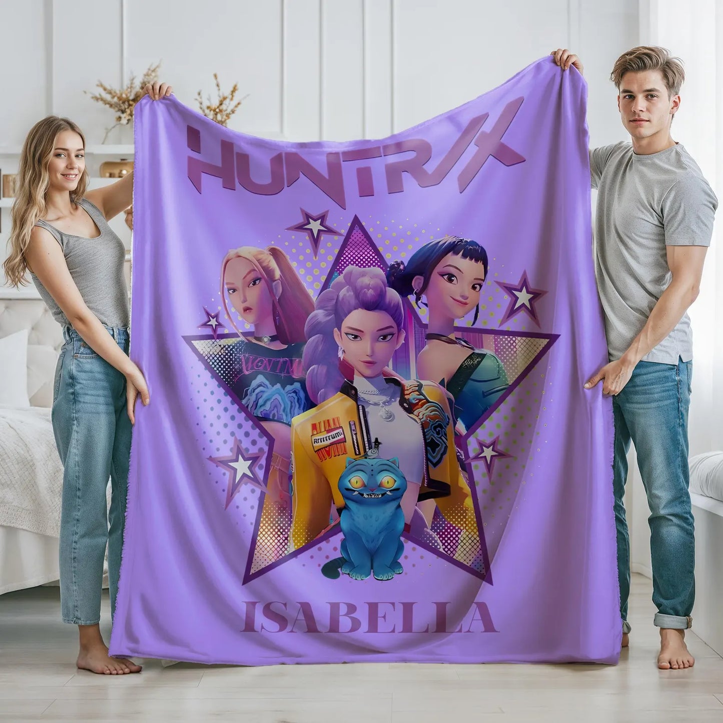 Personalized Huntrix K-Pop Blanket – Soft Plush Throw, Custom Gift for Huntrix Fans & Teens