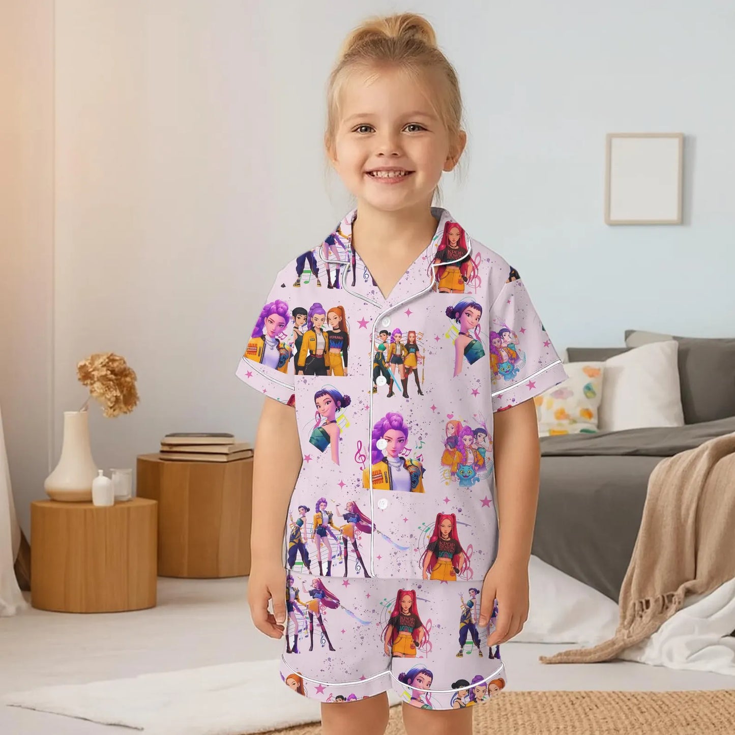Fantasy Tiger Satin Pajama Set for Women and Kids – Pop Idol Inspired Anime Sleepwear