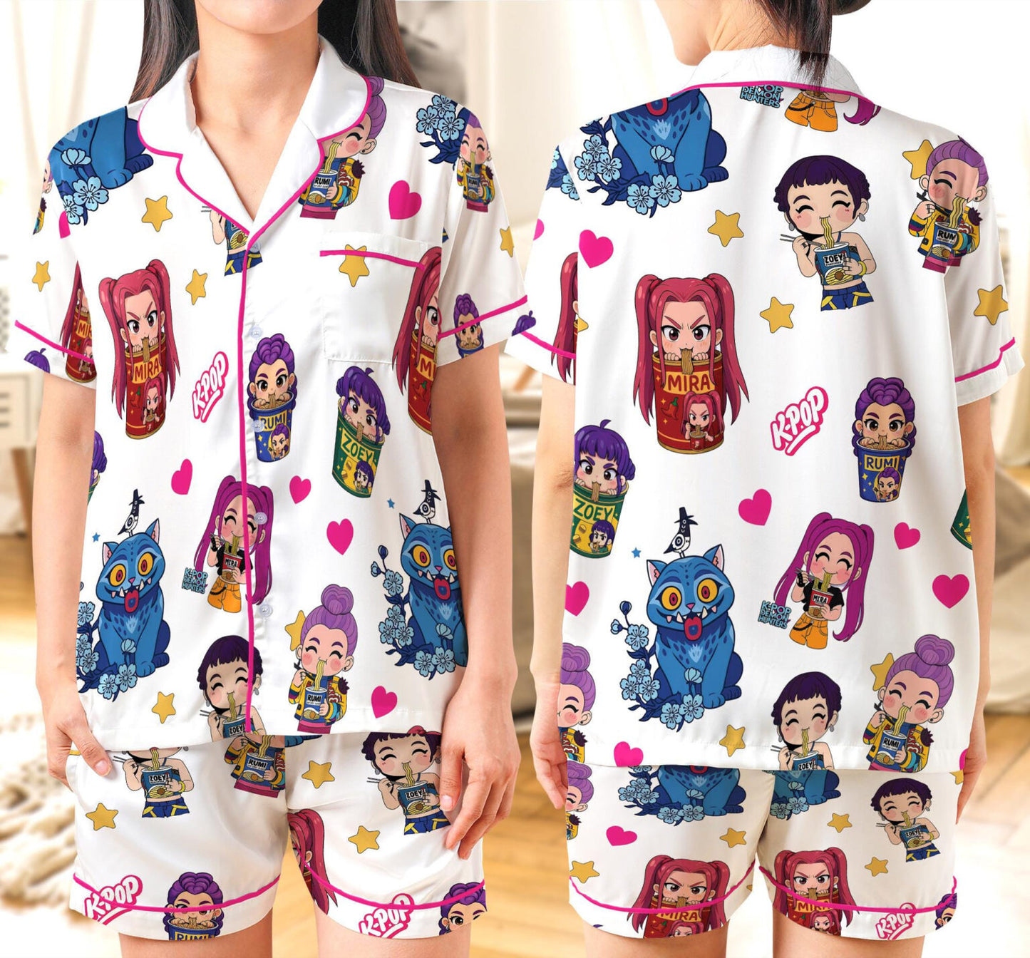 Fantasy Pop Idol Satin Pajamas – Cozy Sleepwear for Girls & Women