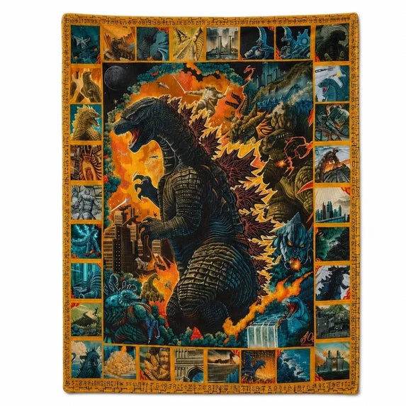 Giant Epic Beast Collage Vintage Blanket