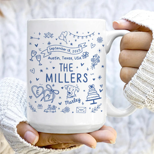 Personalized Valentine Couple Mug – Custom Mr & Mrs Coffee Gift with Names
