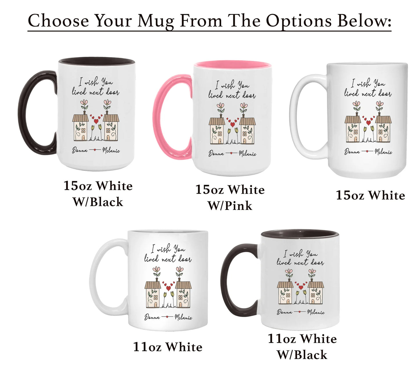 I Wish You Lived Next Door Mug – Long Distance Friendship Gift for Her
