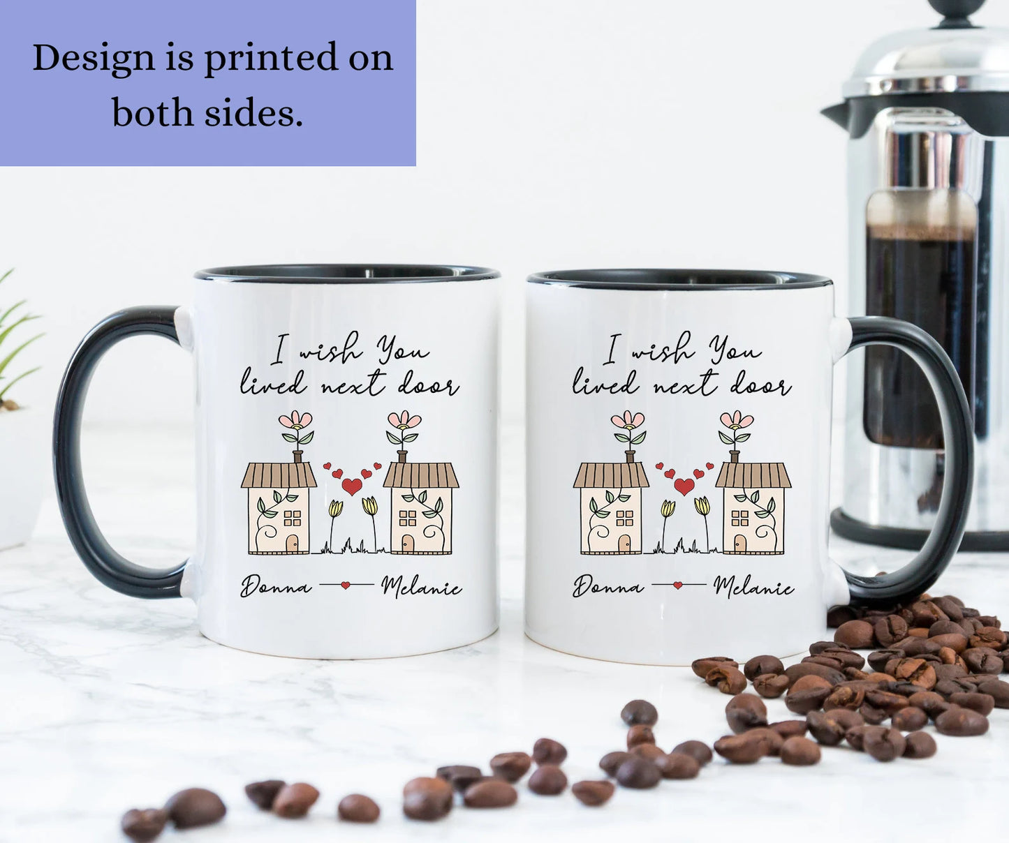 I Wish You Lived Next Door Mug – Long Distance Friendship Gift for Her