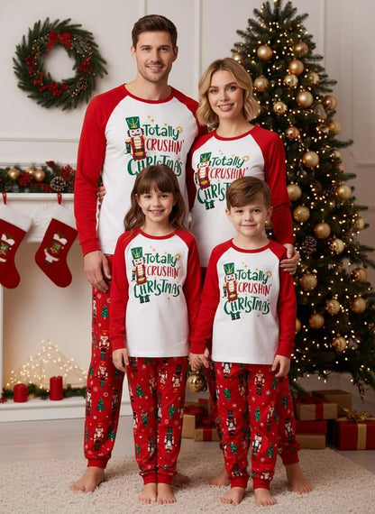 Vintage Holiday Ballet Family Christmas Pajama Set – Elegant Matching Satin Sleepwear for Adults and Kids