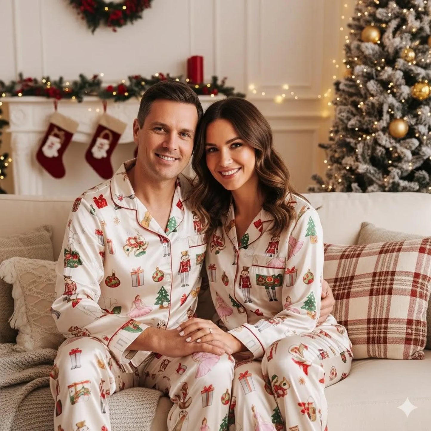 Vintage Christmas Ballet Satin Pajama Set – Festive Holiday Sleepwear for Family, Inspired by Classic Winter Stories