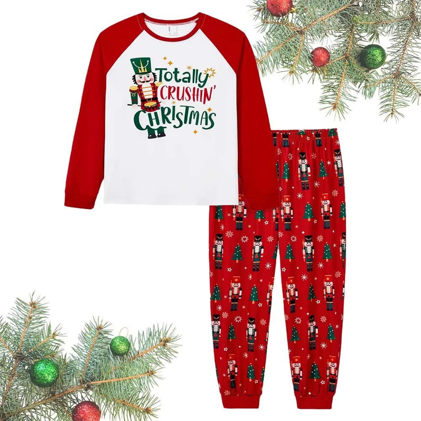 Vintage Holiday Ballet Family Christmas Pajama Set – Elegant Matching Satin Sleepwear for Adults and Kids