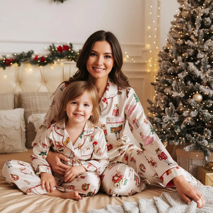 Vintage Christmas Ballet Satin Pajama Set – Festive Holiday Sleepwear for Family, Inspired by Classic Winter Stories